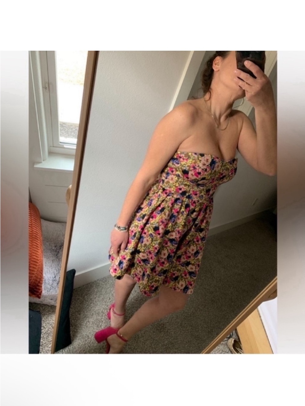 XOXO Floral Strapless Mini Summer Dress Sz S Fit & Flared